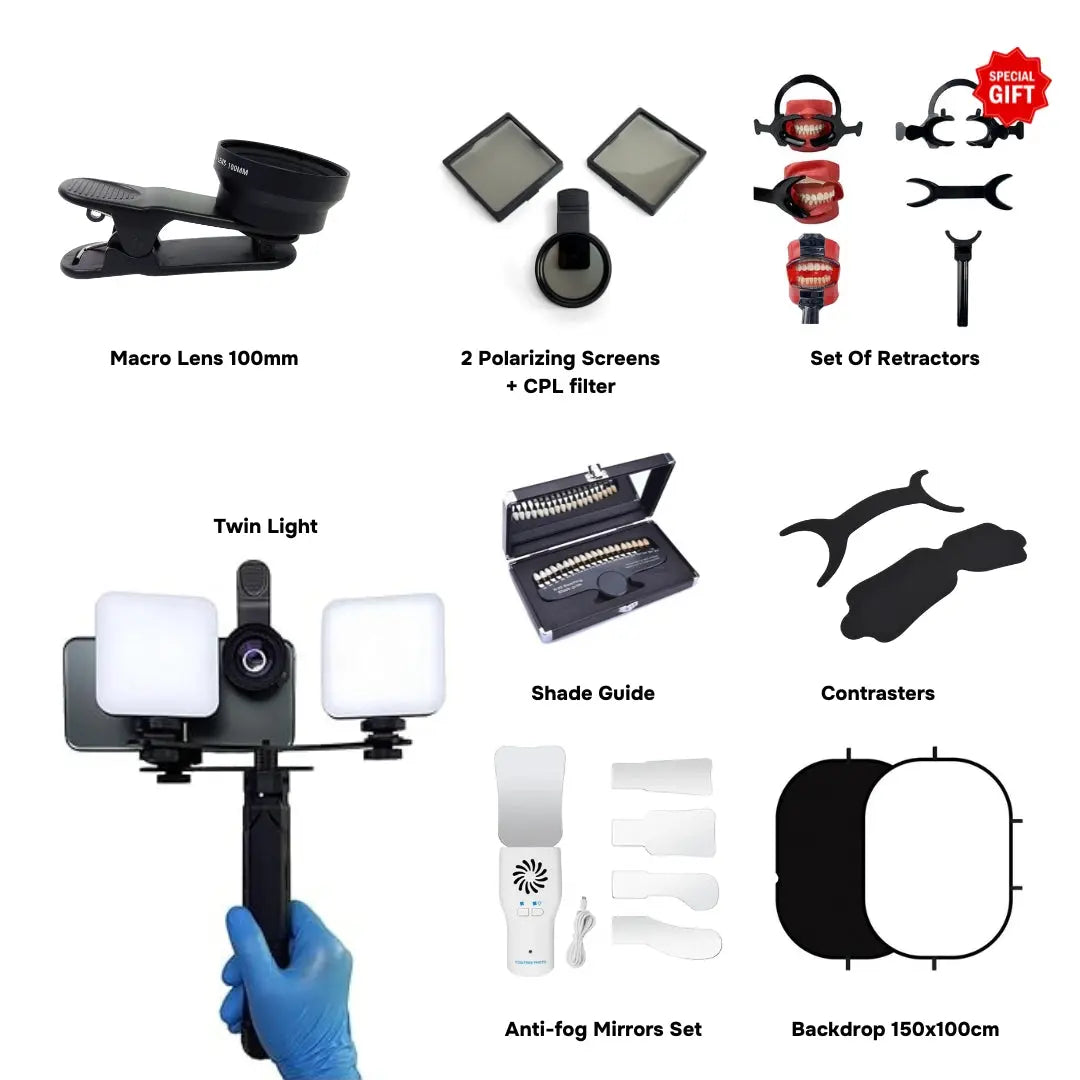 NEW! Dentiphoto Mobile Twin Light for Dental Photography Dentiphoto