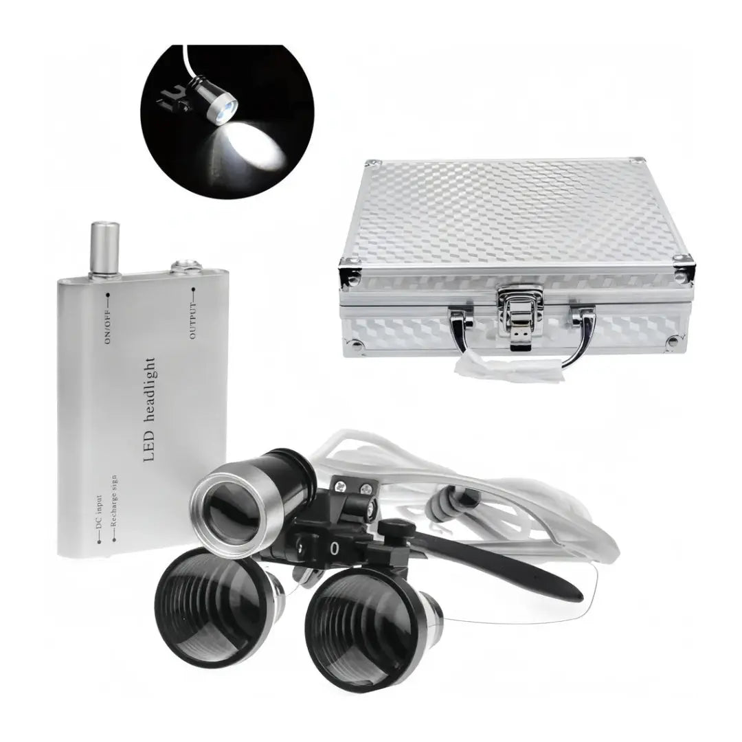 Dental Loupes with LED Headlight – Premium Optical Kit Dentiphoto