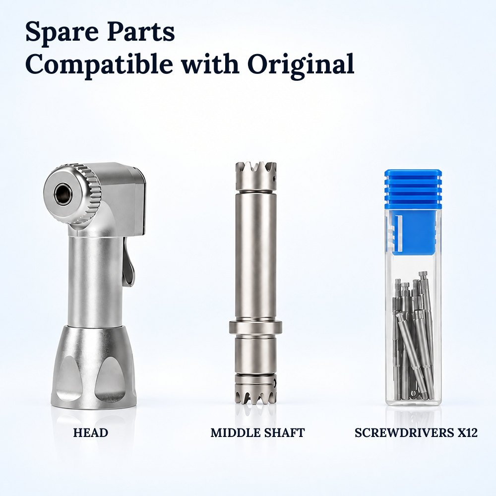 Torq Control Universal-Implantat-Drehmomentschlüssel-Set 5–35 N·cm – Winkelstückkopf, Click-Lock, 12 Präzisions-Schraubendreher