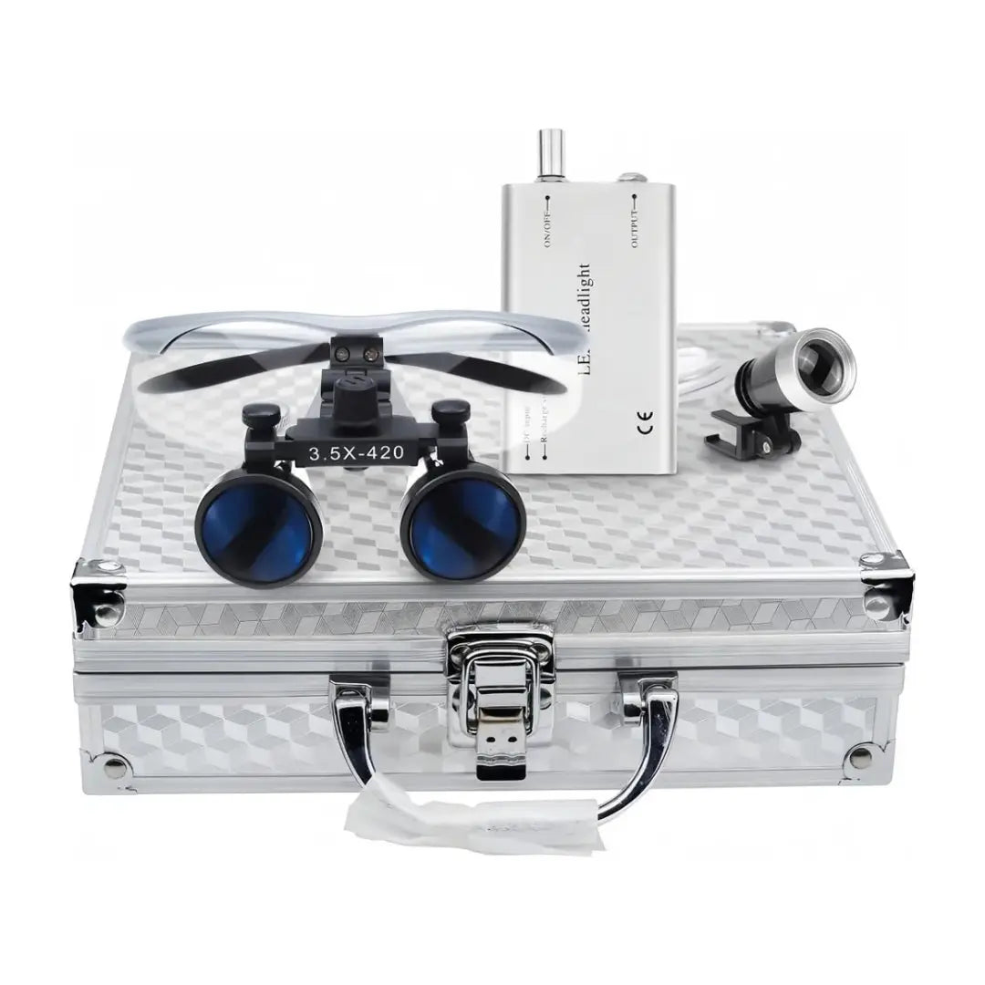 Dental Loupes with LED Headlight – Premium Optical Kit Dentiphoto