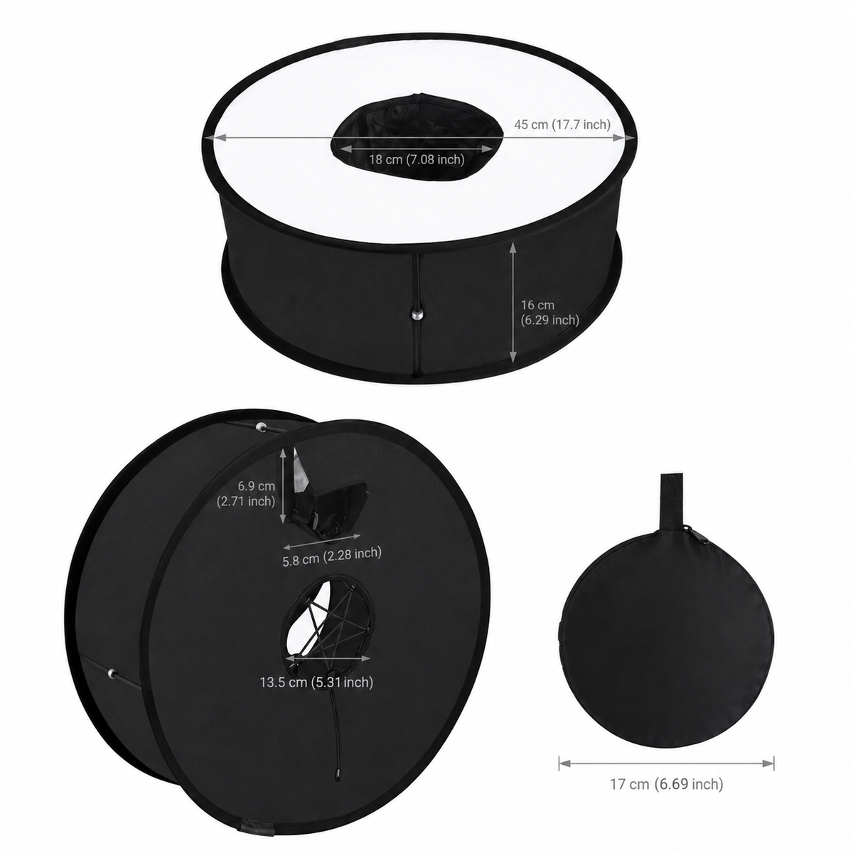 Diffuseur pour softbox annulaire de 45 cm pour la photographie dentaire — diffuseur pliable pour flash cobra, pour un éclairage uniforme
