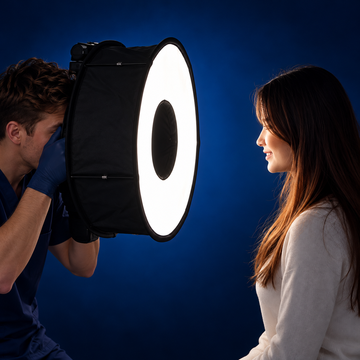 Diffuseur pour softbox annulaire de 45 cm pour la photographie dentaire — diffuseur pliable pour flash cobra, pour un éclairage uniforme
