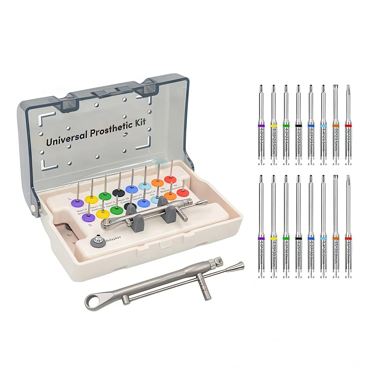 Universal Prosthetic and Implant Screw Removal Kits and Contra-Angle Torque Wrench with Adjustable Head Dentigear