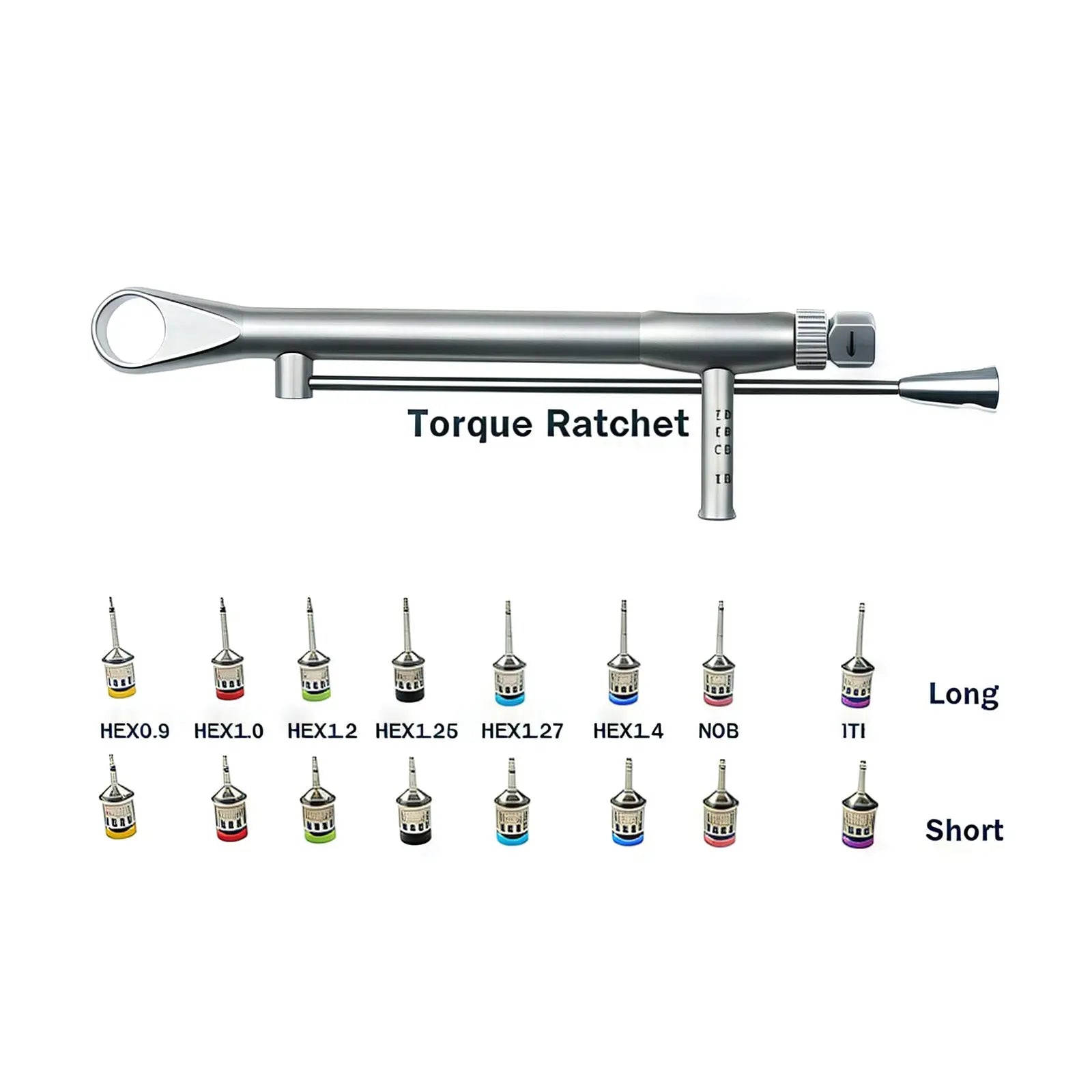 Universal Prosthetic and Implant Screw Removal Kits and Contra-Angle Torque Wrench with Adjustable Head Dentigear