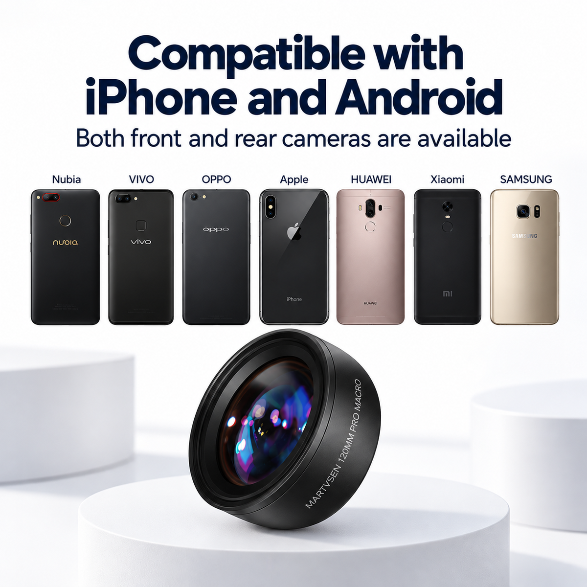 スマートフォン歯科写真撮影用マクロレンズ120 mm — 口腔内クローズアップ用クリップ式レンズ