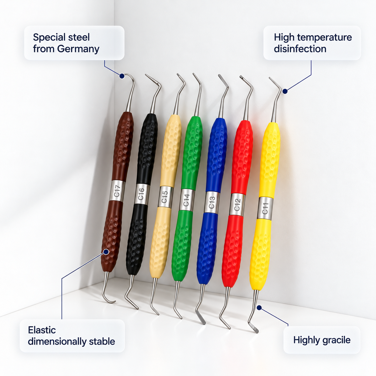 Professional Composite Restoration Instrument Kit – 7-Piece Titanium-Coated Set