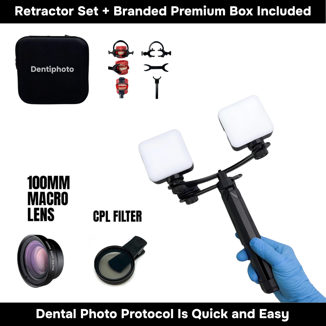 HIT 2025! Dentiphoto Mobile Twin Light for Dental Photography and Macro Lens 100mm included