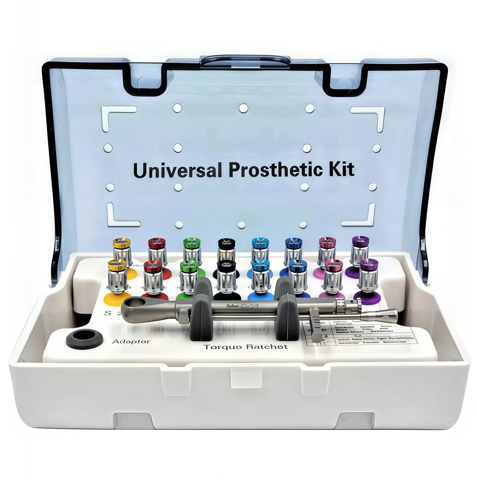 Universal Prosthetic and Implant Screw Removal Kits and Contra-Angle Torque Wrench with Adjustable Head Dentigear