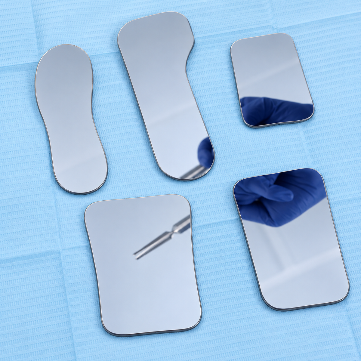 Set of 5 Intraoral Mirrors for Dental Photography — Occlusal, Buccal and Lingual, Autoclavable