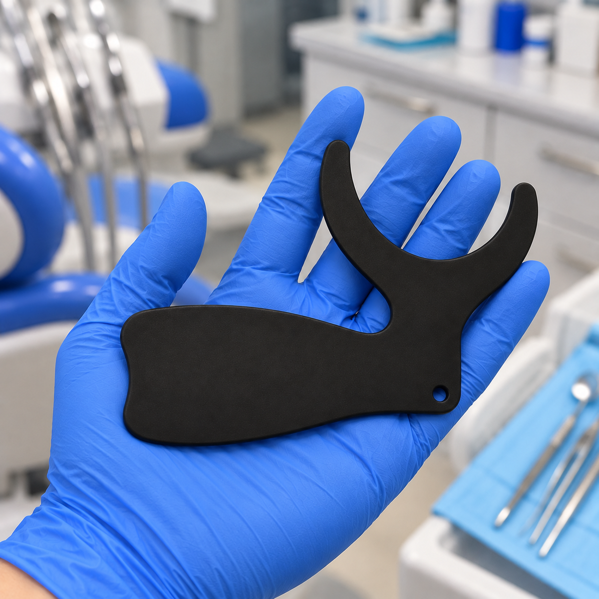 Anteriorer und okklusaler Kontraster für die Dentalfotografie — Blockiert die Zunge, eloxiertes Aluminium, autoklavierbar 134 °C