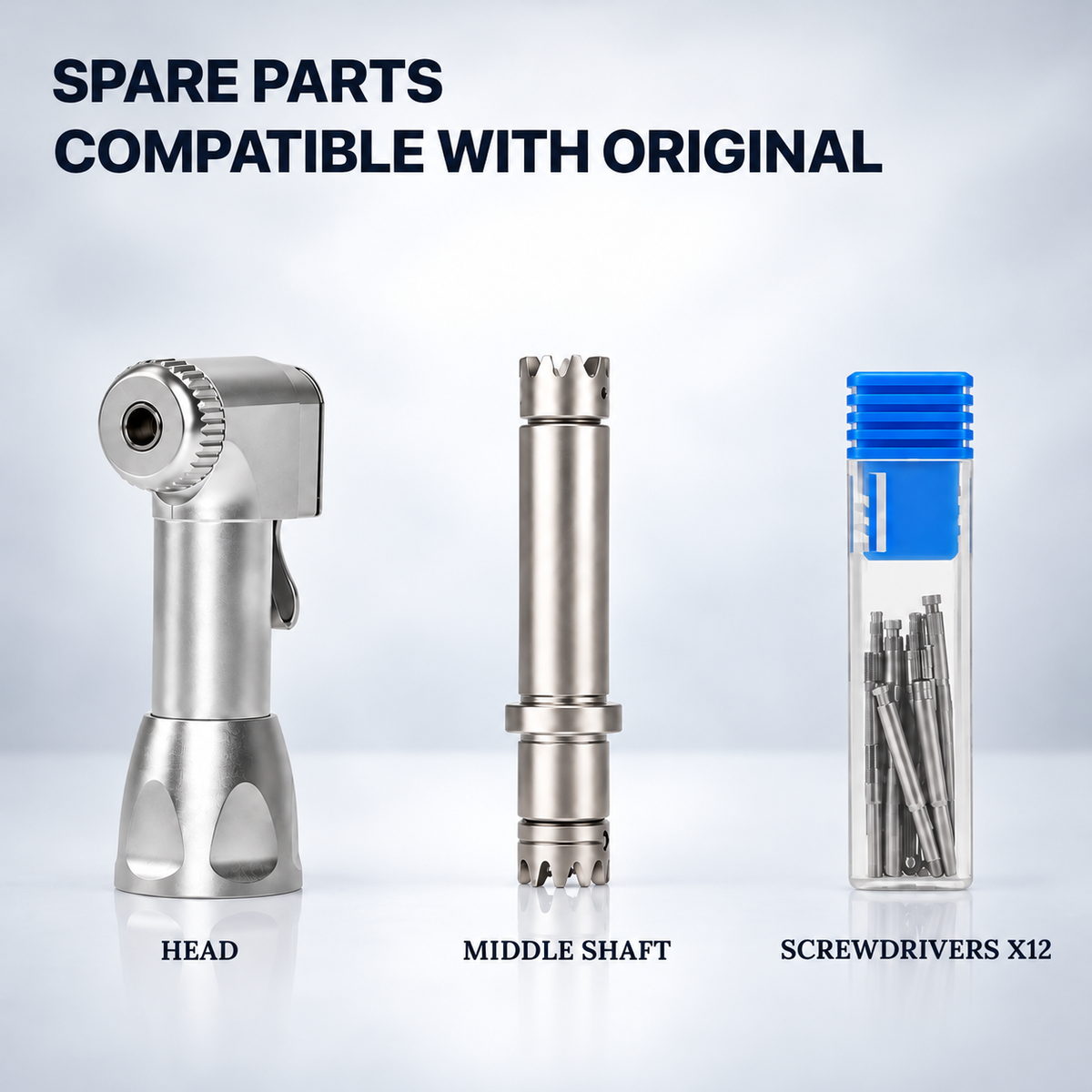 Kit de clé dynamométrique universelle pour implants Torq Control, 5-35 N·cm — tête contre-angle, verrouillage par clic, 12 tournevis de précision