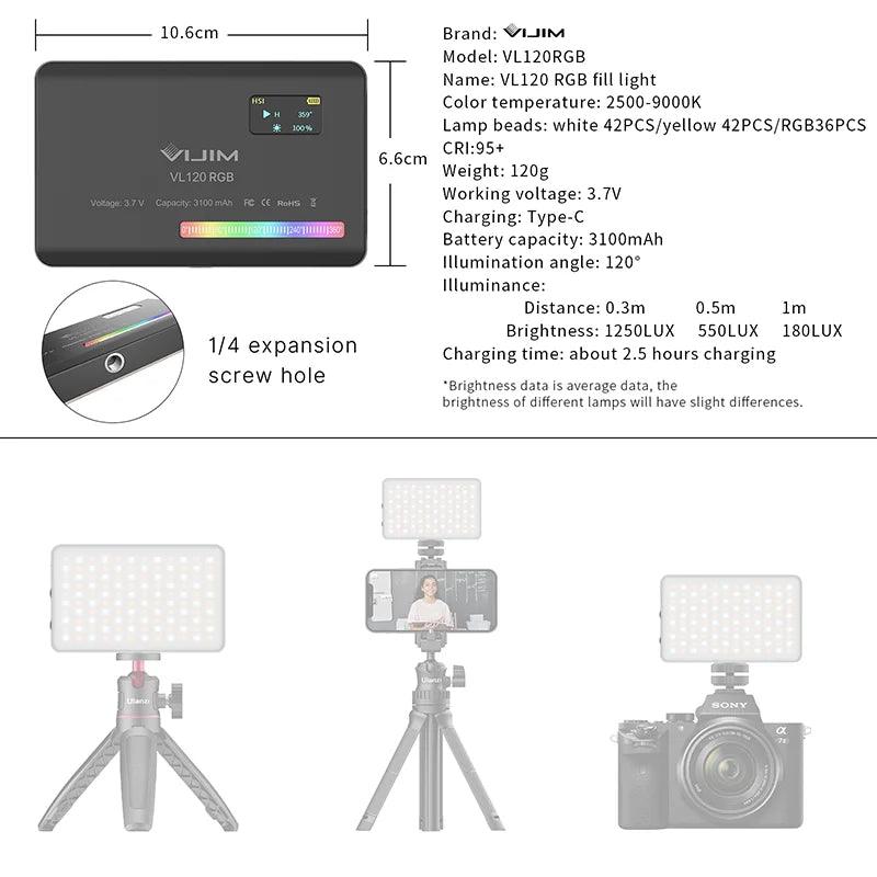 Luz de vídeo portátil para estudio fotográfico