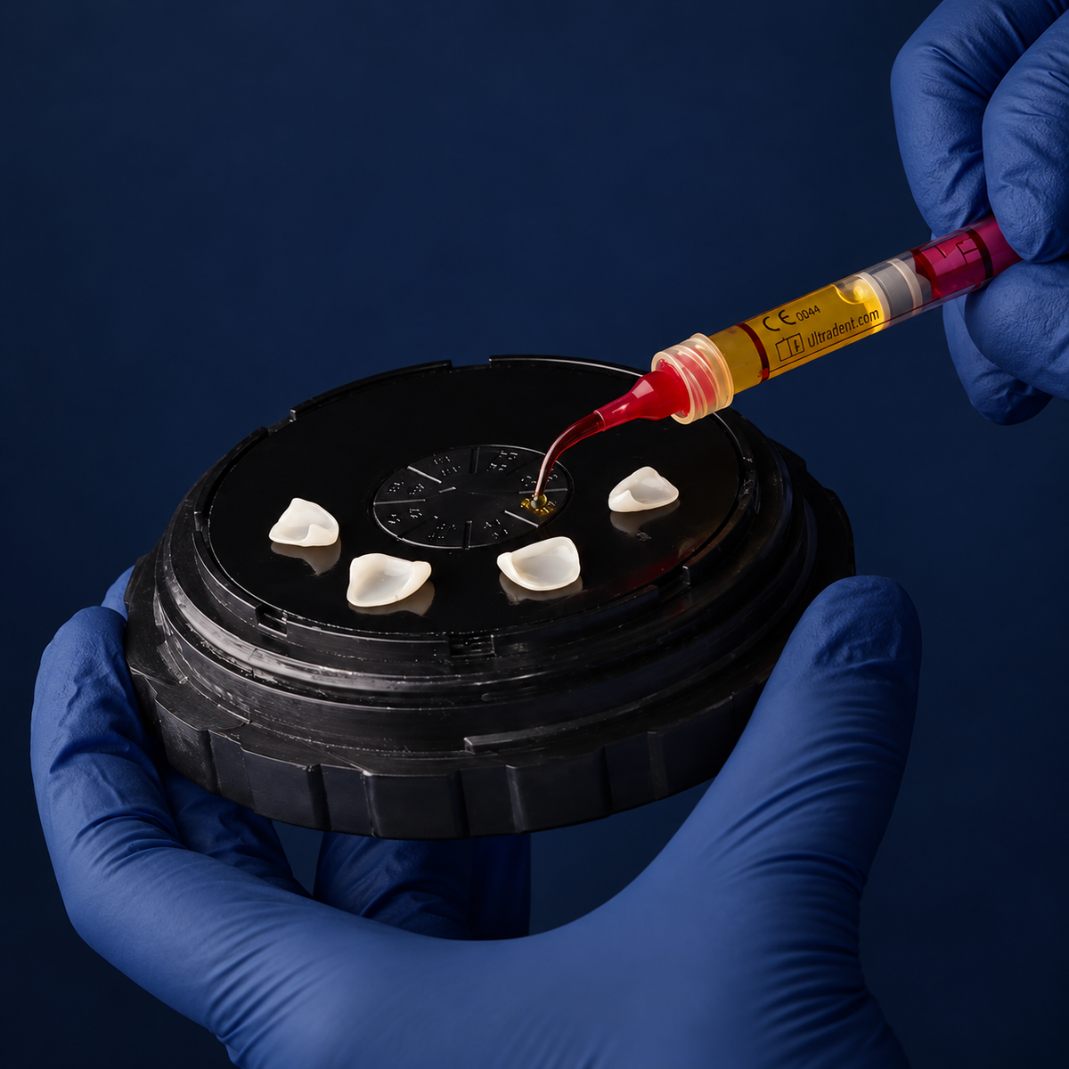 Protective Storage Box for Dental Veneers — Adhesive Gel Pad and Nylon Membrane Fixation for Etching and Transport