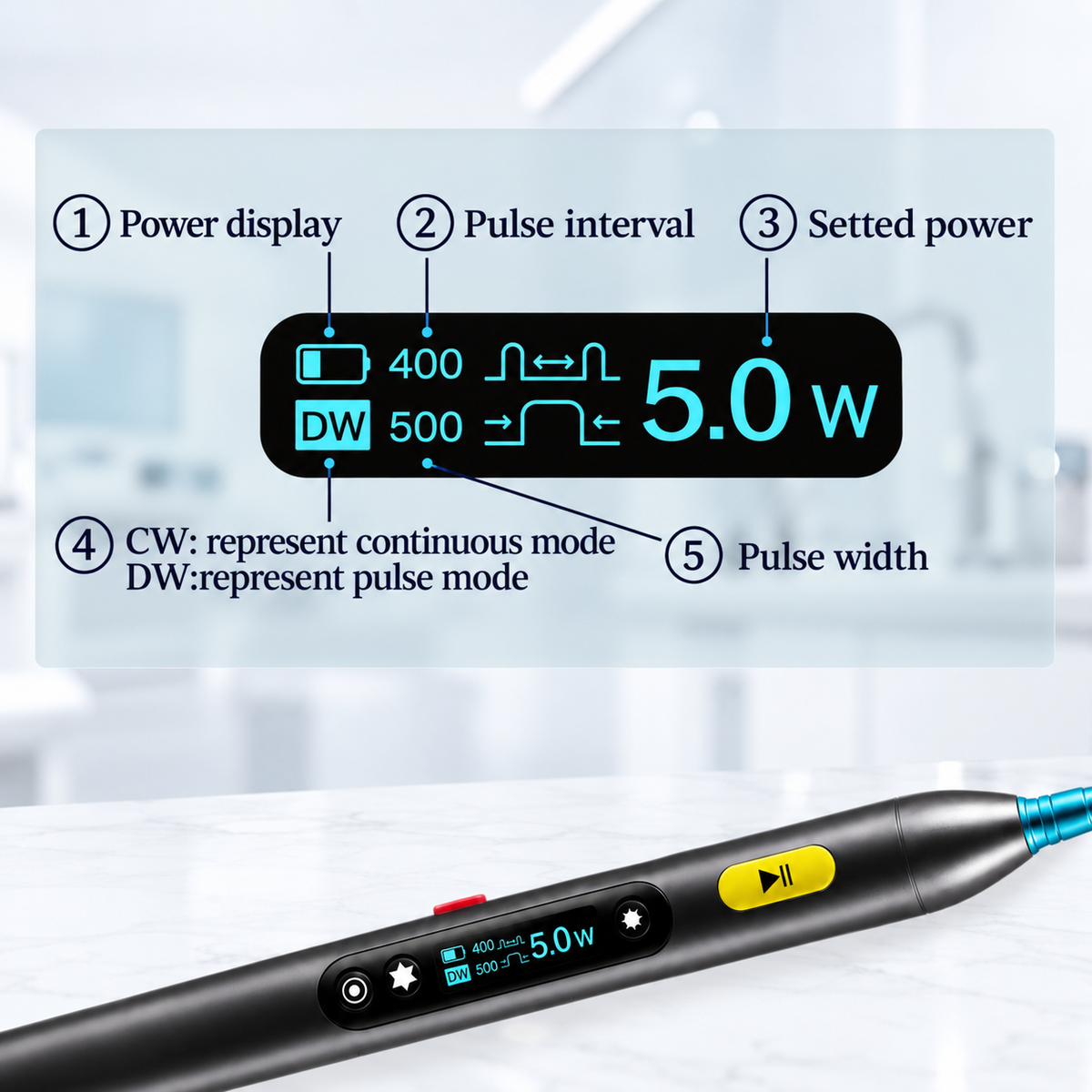 Wireless Dental Diode Laser – 5W Portable Soft Tissue Laser