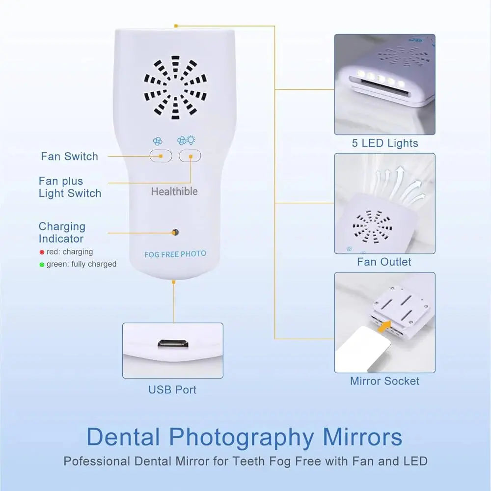 Dentist using anti-fog intraoral mirror during dental photography