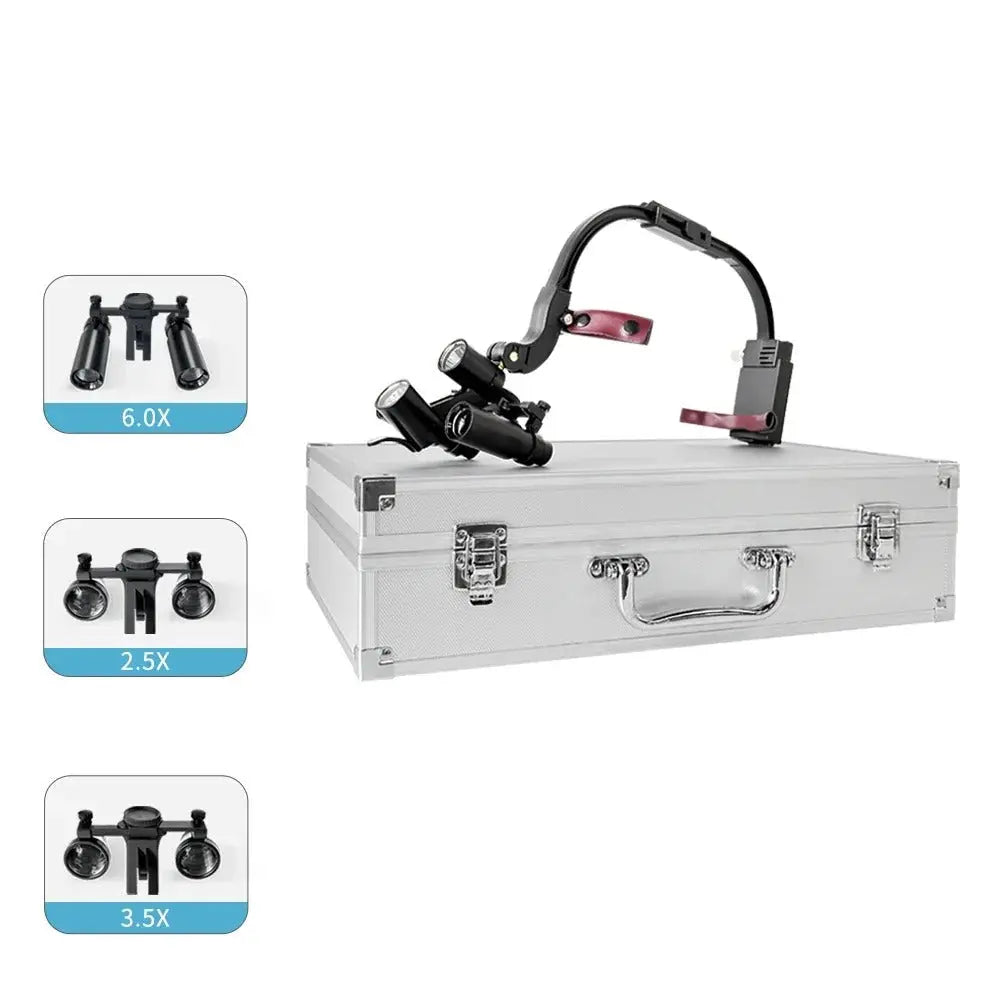 Dental Loupes with Dual LED Headlight (2.5X / 3.5X / 6.0X) Dentiphoto