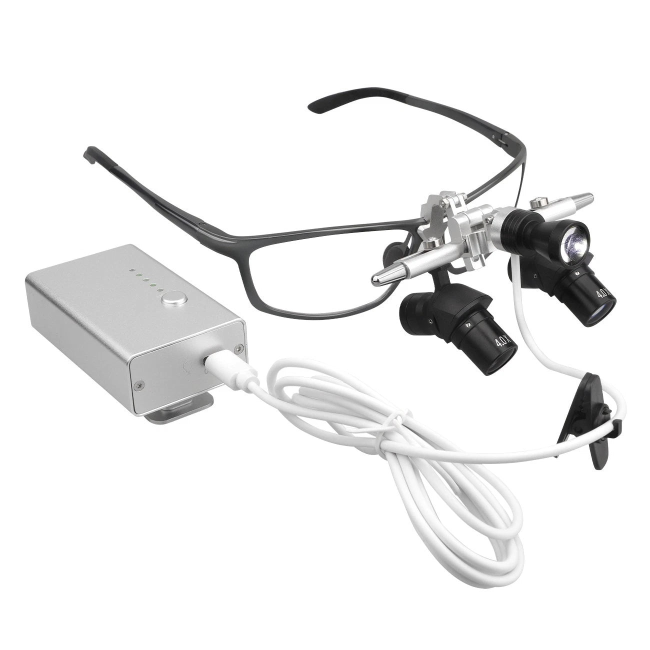 Adjustable Dental Ergo Loupes with LED Light — 4X, 5X, or 6X Magnification