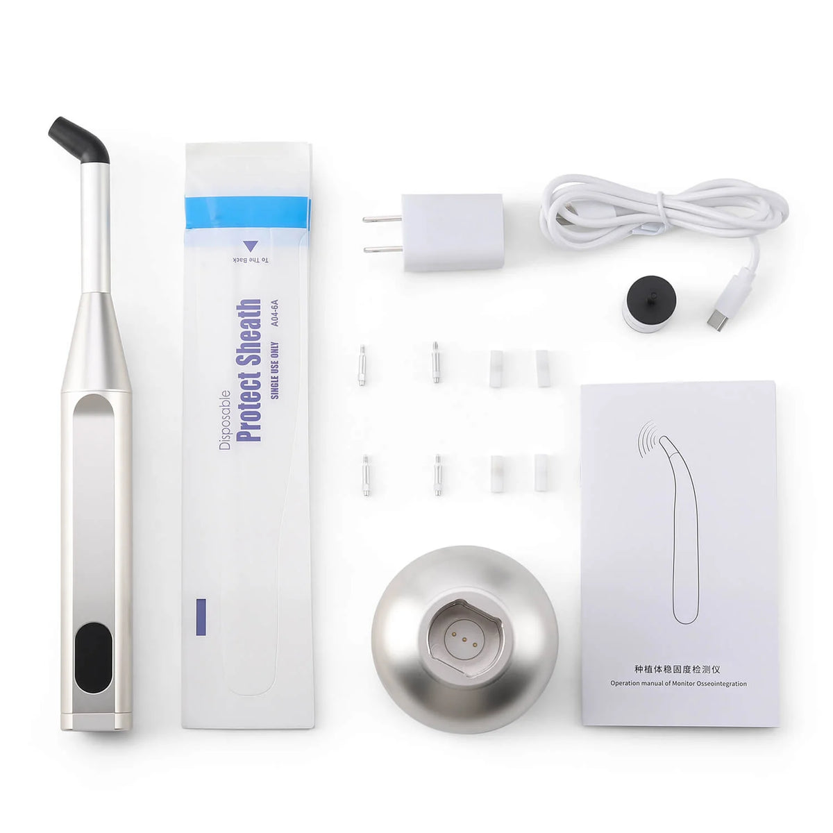 Comprobador digital de estabilidad de implantes para monitorizar la osteointegración — analizador de frecuencia de resonancia ISQ, compatible con SmartPeg