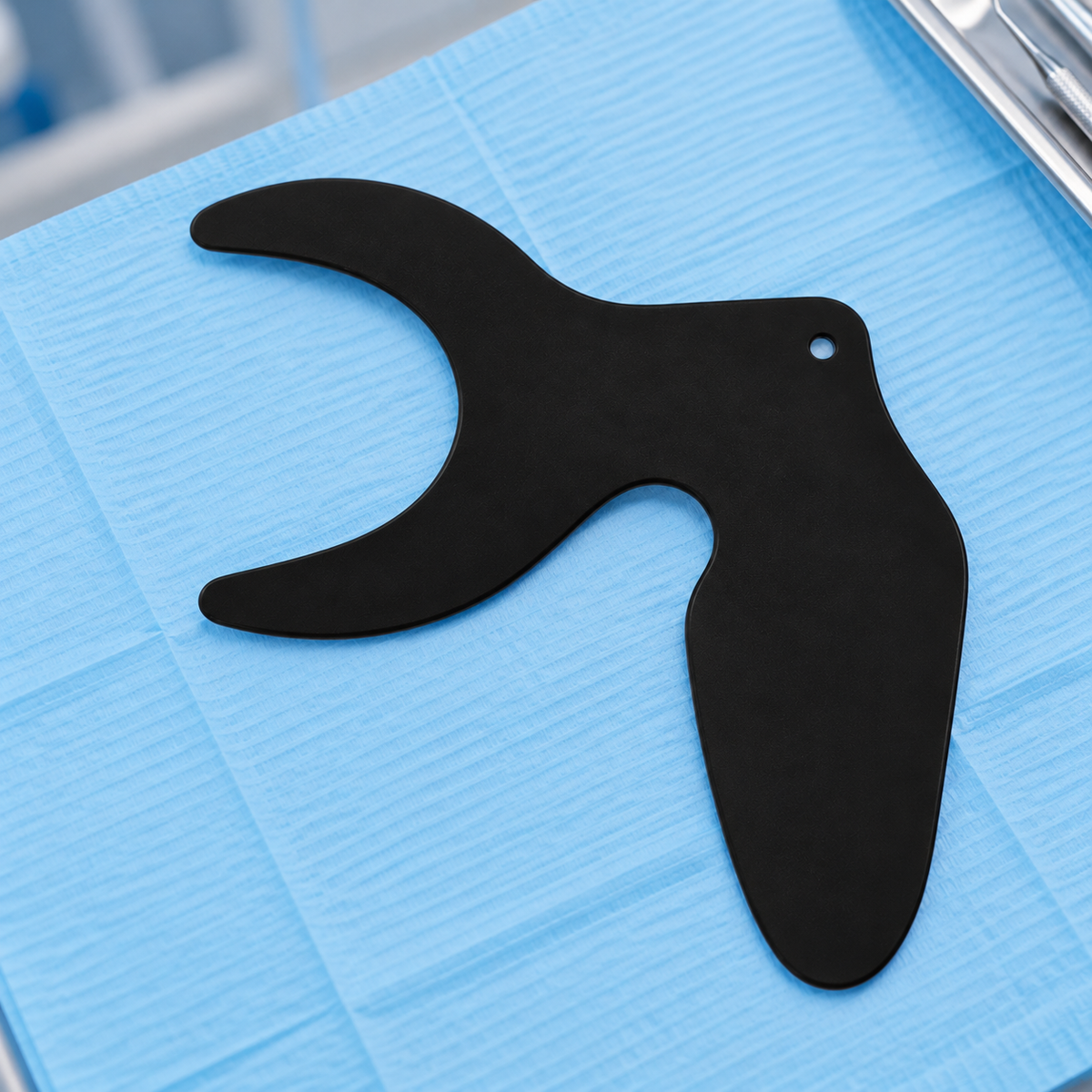 Wangenkontrastierer für Dentalfotografie — Hintergrund für seitliche Ansicht mit Wangenretraktion, eloxiertes Aluminium
