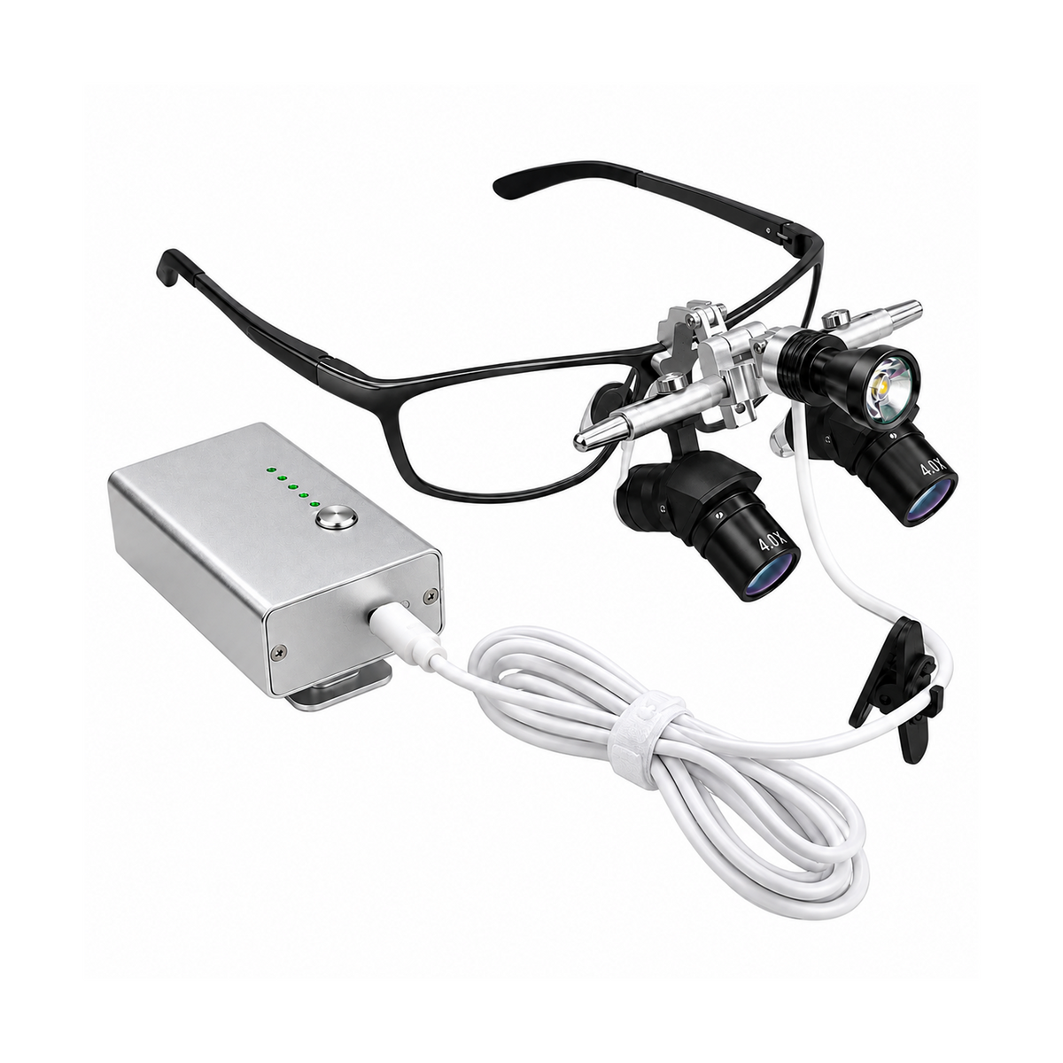 Loupes dentaires ergonomiques réglables avec lampe LED — grossissement 4X, 5X ou 6X