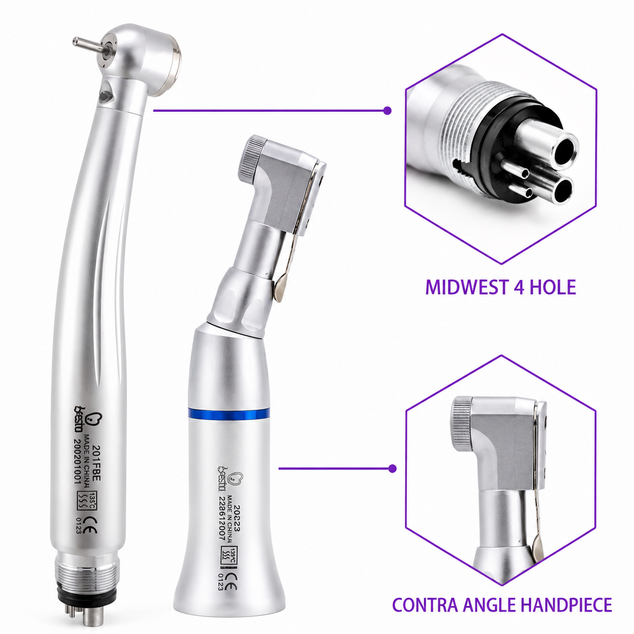 Dental Handpiece Kit with LED 4-Hole