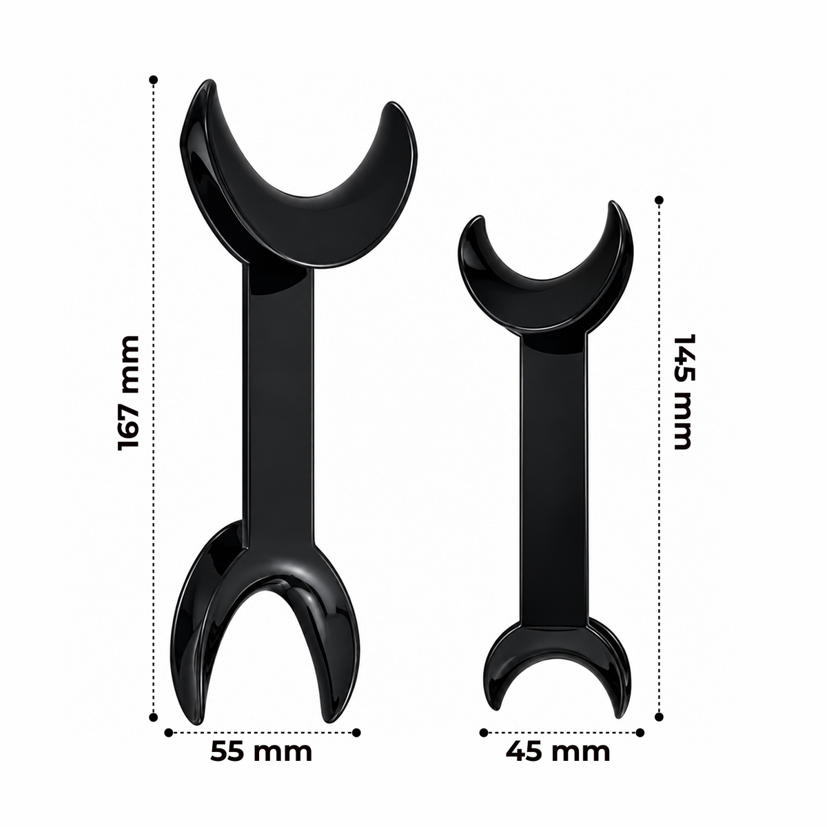 Set de retractores en forma de T negros para fotografía dental — 4 unidades