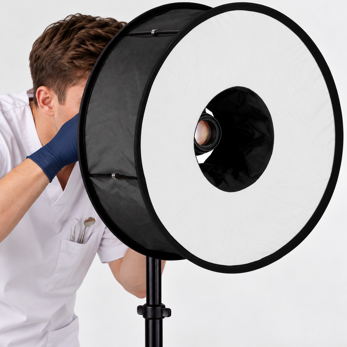 Diffuseur pour softbox annulaire de 45 cm pour la photographie dentaire — diffuseur pliable pour flash cobra, pour un éclairage uniforme