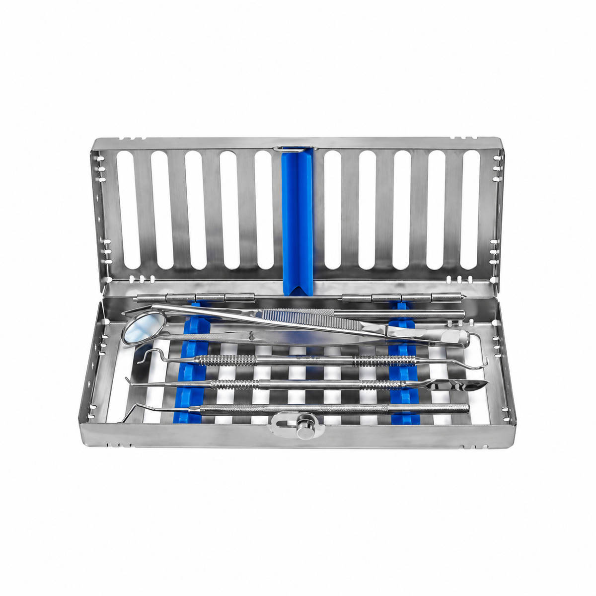 Cassette de esterilización y almacenamiento para espejos de fotografía dental.