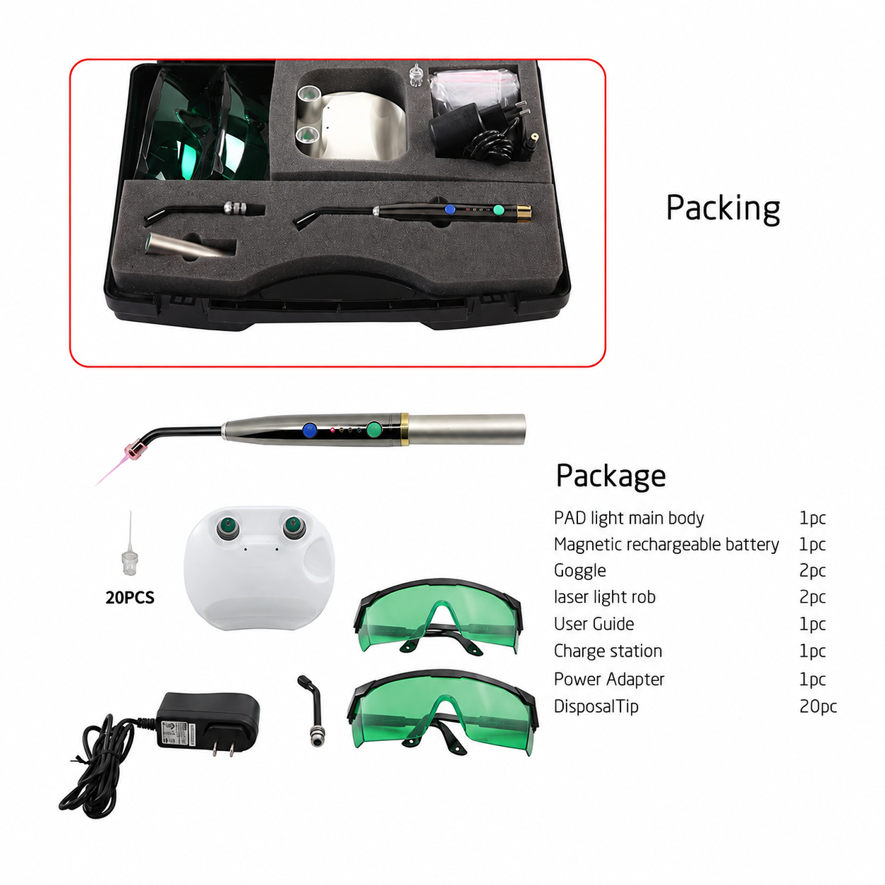 Professioneller 650nm Diodenlaser – 200mW Weichgewebe- & PAD-Desinfektion