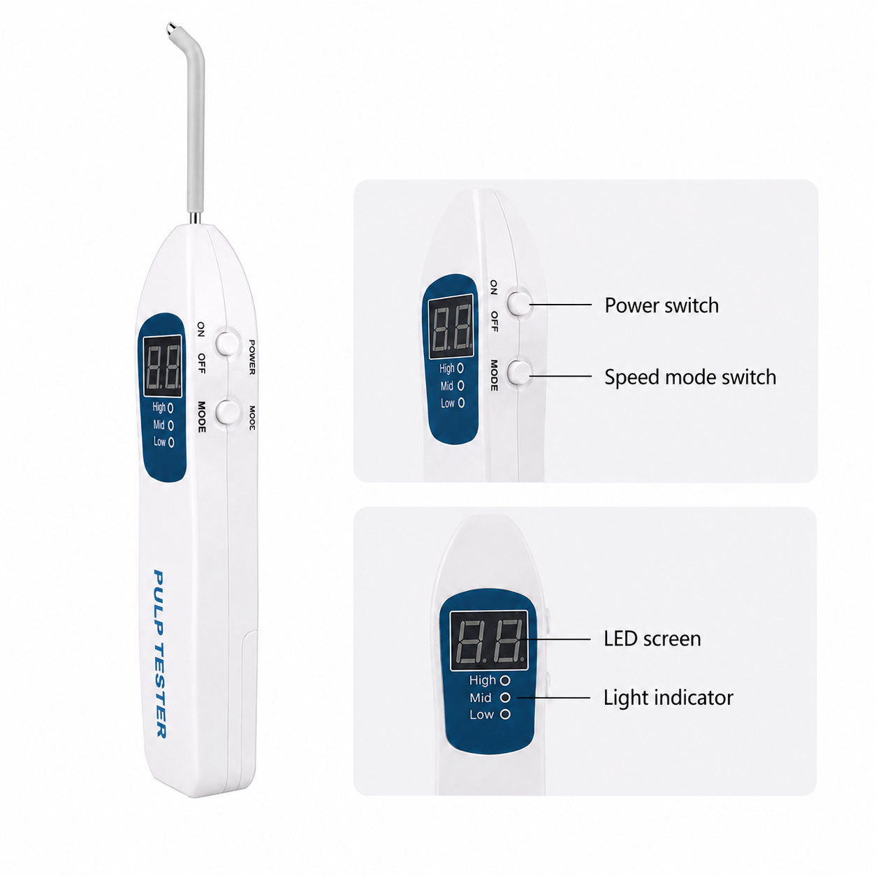 Professional Dental Pulp Vitality Tester HYG-RC86 – Digital Electric Tooth Nerve Tester