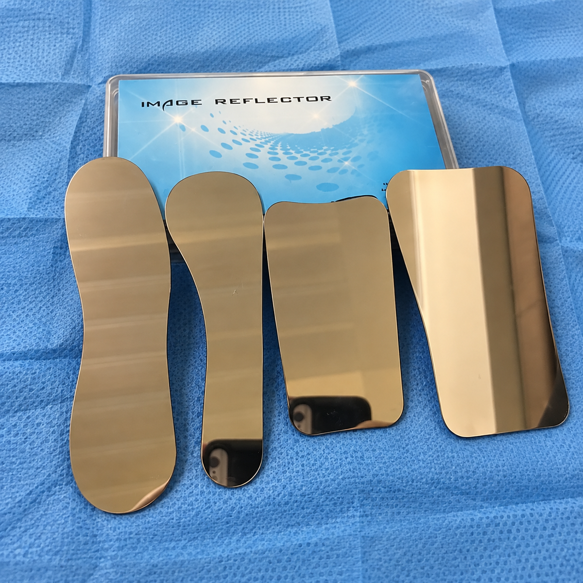 Set aus 4 Edelstahlspiegeln für die Dentalfotografie – Okklusal, Bukkal und Lingual, autoklavierbar