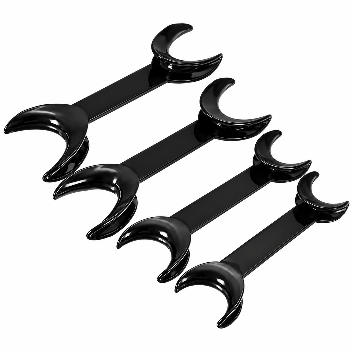 Set de retractores en forma de T negros para fotografía dental — 4 unidades