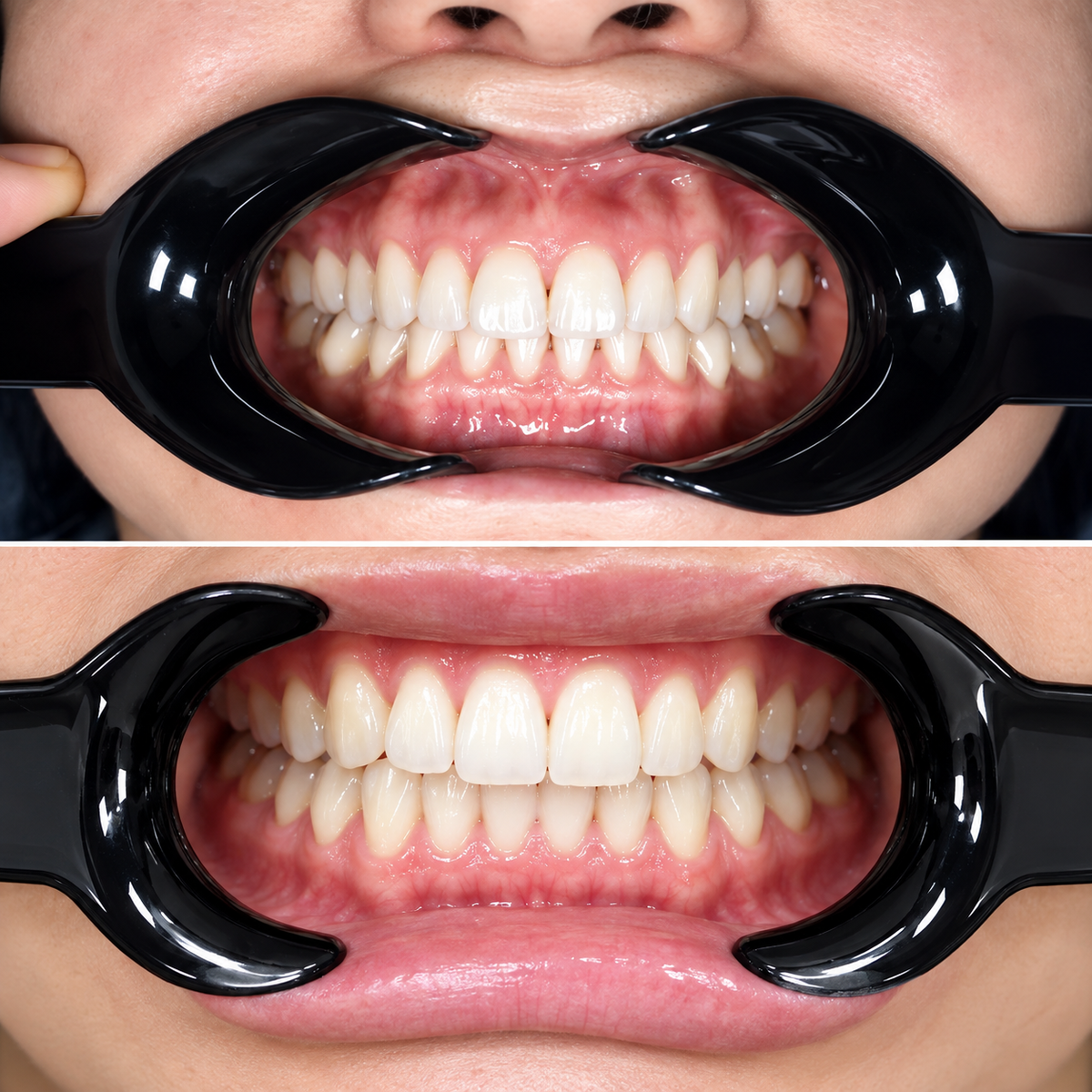 Set de retractores en forma de T negros para fotografía dental — 4 unidades