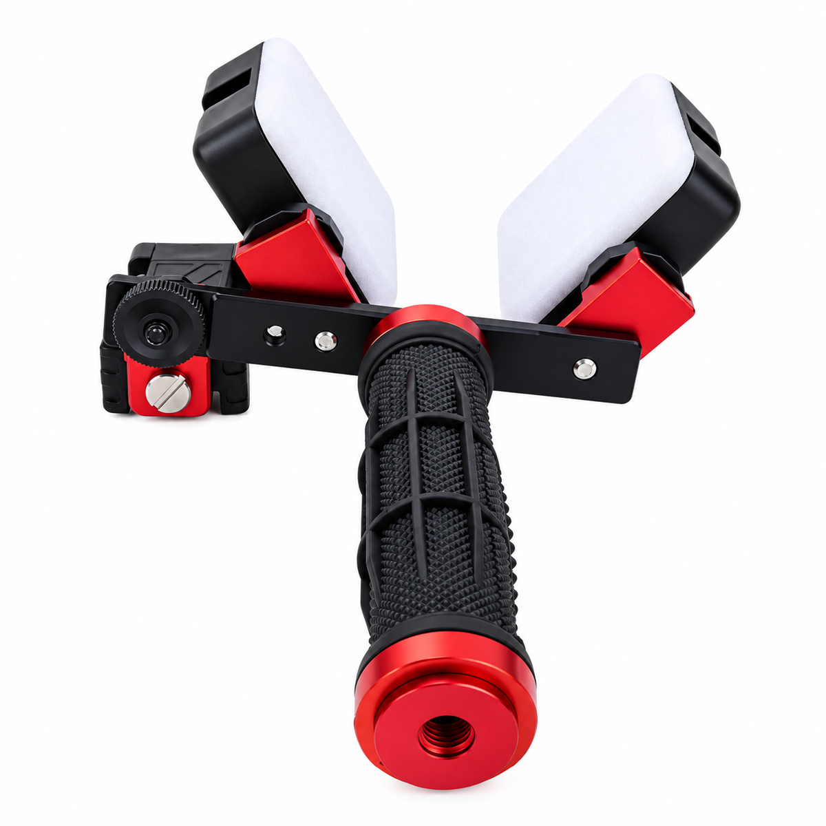 Kit de deux lampes pour photographie dentaire avec smartphone — deux LED de 5600 K, 6000 lumens chacune, support et étui pour téléphone