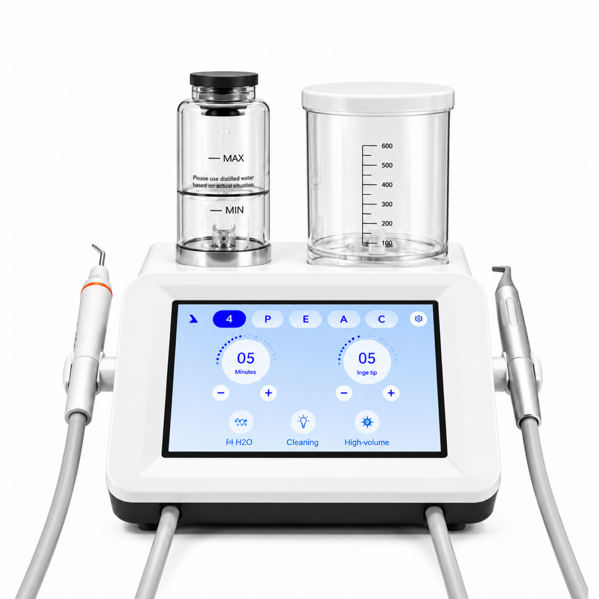 2-in-1 Ultraschall-Scaler und Air-Polishing-Gerät für die Dentalprophylaxe — Touchscreen-Bedienung, Zahnstein- und Verfärbungsentfernung