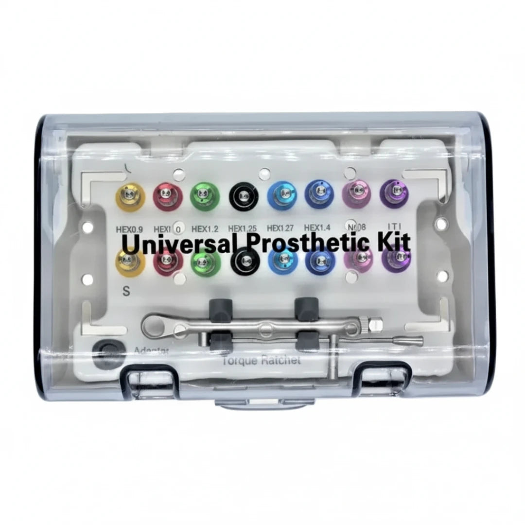 Universal Prosthetic and Implant Screw Removal Kits and Contra-Angle Torque Wrench with Adjustable Head Dentigear