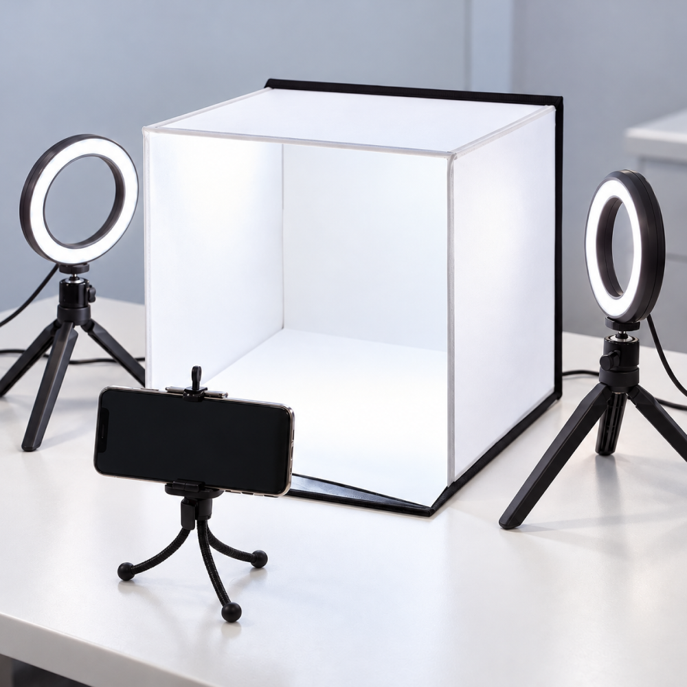 歯科模型撮影用ライトボックスセット 32 cm — LEDパネル付きソフトボックステント
