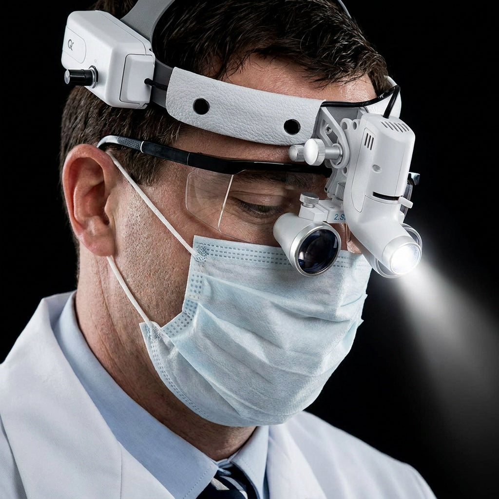 Dental Surgical Loupes 2.5X/3.5X with 5W LED Headlight + Extra Battery